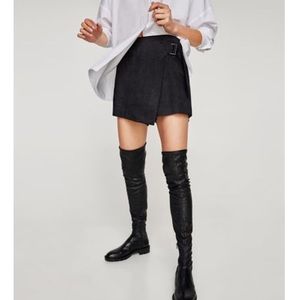 Zara Basics Black Suede Skort